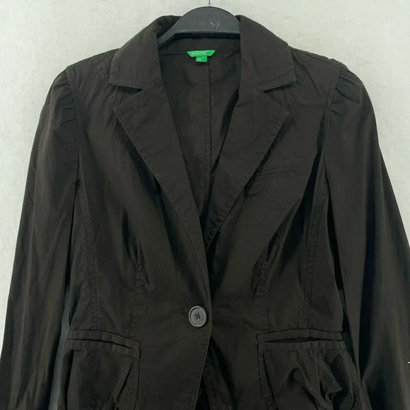 United Colors of Benetton Blazer Women's Sz 44 Brown Single Breasted Notch Lapel - Picture 6 of 12